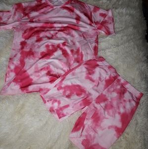 Tie-Dye biker short set pink size Large